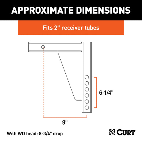CURT 17124 Weight Distribution Shank (2 Shank, 8-3/4 Drop)