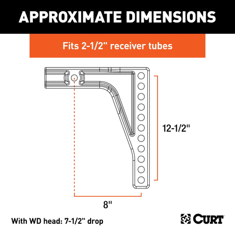 CURT 17132 - Weight Distribution Shank (2-1/2in. 8in. Drop)