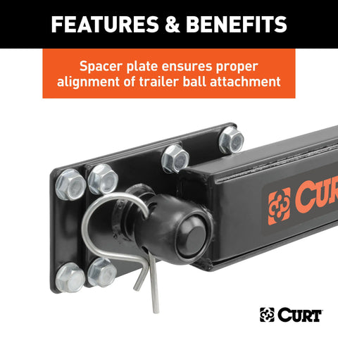 CURT 17322 Short Trunnion Bar Weight Distribution Hitch with Sway Control (8-10K, 28-3/8")