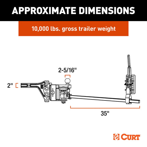 CURT 17520 TRUTRACK TRAILER-MOUNTED WEIGHT DISTRIBUTION HITCH