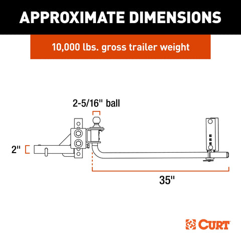 CURT 17601 TruTrack 2P Weight Distribution Hitch with 2x Sway Control, 8-10K
