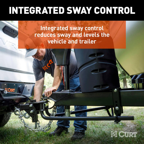 CURT 17601 TruTrack 2P Weight Distribution Hitch with 2x Sway Control, 8-10K