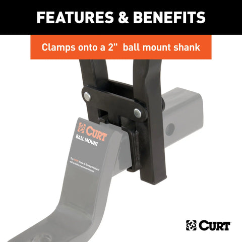 CURT 18013 Clamp-On Trailer Hitch Bike Rack Mount, Fits 2-Inch Shank, 3 Bicycles