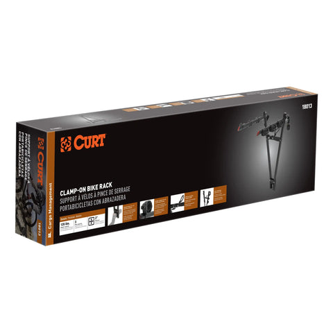 CURT 18013 Clamp-On Trailer Hitch Bike Rack Mount, Fits 2-Inch Shank, 3 Bicycles