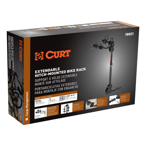 CURT 18021 Hitch-Mounted Bike Rack (2 Bikes, 1-1/4 or 2 Shank)
