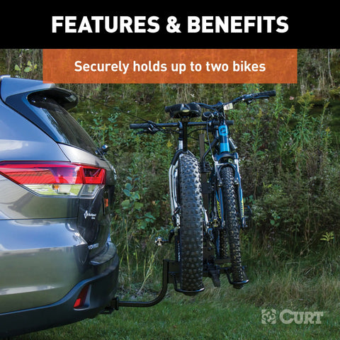 CURT 18085 - Tray-Style Hitch-Mounted Bike Rack (2 Bikes 1-1/4in. or 2in. Shank)
