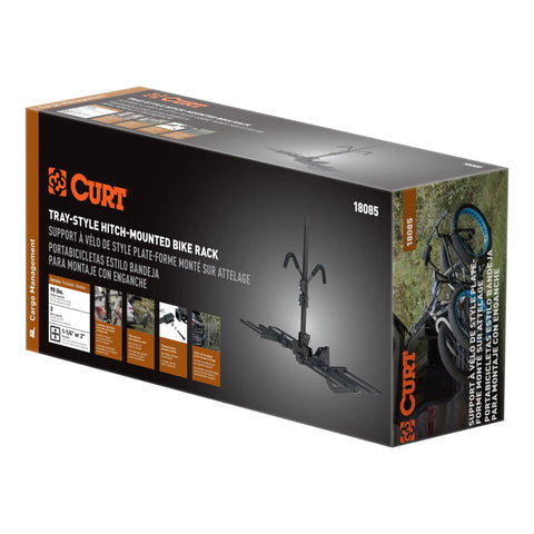 CURT 18085 - Tray-Style Hitch-Mounted Bike Rack (2 Bikes 1-1/4in. or 2in. Shank)