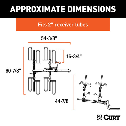CURT 18087 Tray-Style Hitch-Mounted Bike Rack (4 Bikes, 2 Shank)