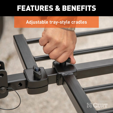 CURT 18087 Tray-Style Hitch-Mounted Bike Rack (4 Bikes, 2 Shank)
