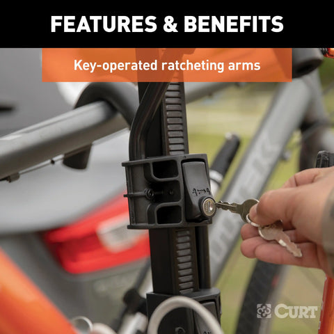 CURT 18087 Tray-Style Hitch-Mounted Bike Rack (4 Bikes, 2 Shank)