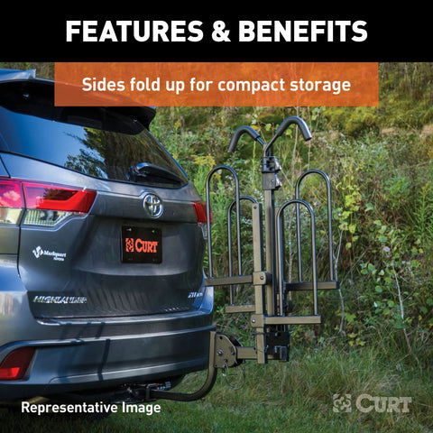 CURT 18087 Tray-Style Hitch-Mounted Bike Rack (4 Bikes, 2 Shank)