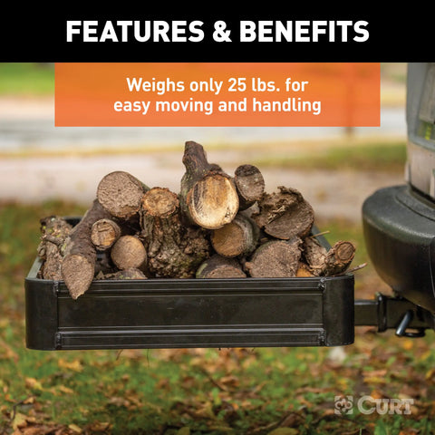 CURT 18113 49 x 22 Black Aluminum Basket Cargo Carrier (Fixed 2 Shank, 500 lbs.)