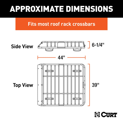 CURT 18115 Universal 42 x 37-Inch Black Steel Roof Rack Rooftop Cargo Carrier