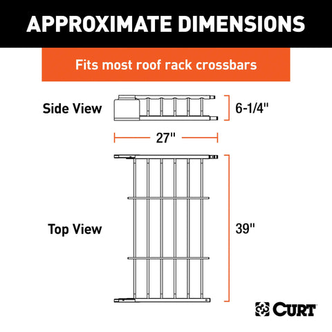 CURT 18117 21 x 37-Inch Roof Rack Extension for Rooftop Cargo Carrier 18115