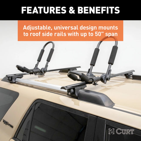 CURT 18118 - Universal 53-3/8-Inch Black Aluminum Roof Rack Cross Bars 2-Pack