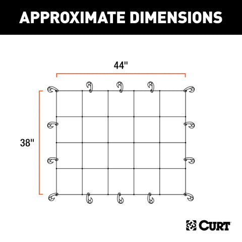 CURT 18200 - 44 x 38-Inch Elastic Cargo Net with Hooks for Roof Basket