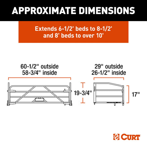 CURT 18325 Universal Truck Bed Extender with Fold-down Tailgate