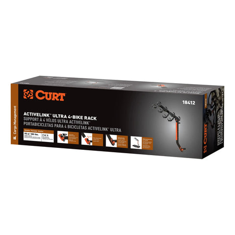 CURT 18412 ActiveLink Ultra Hitch-Mounted Bike Rack, 2 or 4 Bikes, Shank
