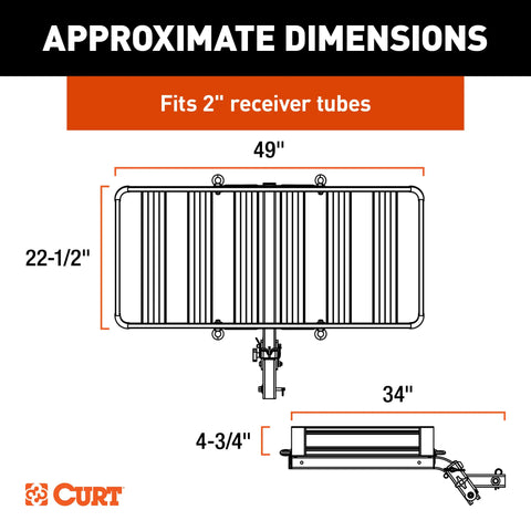 CURT 18415 ActiveLink 49 x 22 Aluminum Cargo Carrier, Fits 2 Receiver