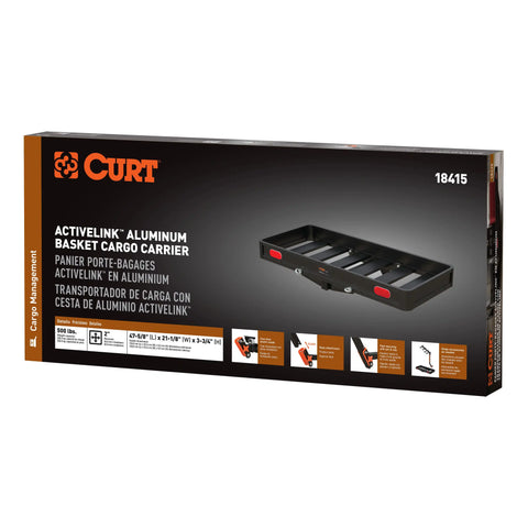 CURT 18415 ActiveLink 49 x 22 Aluminum Cargo Carrier, Fits 2 Receiver