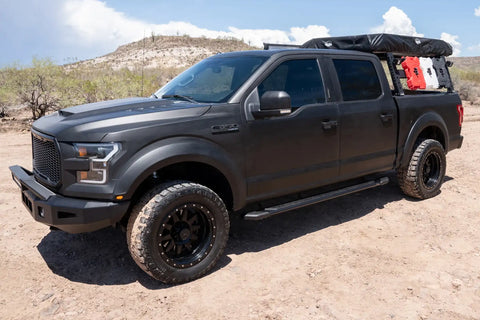 Raptor Series 1904-0367BT - 5 In Tread Step Slide Track Running Boards Black Textured Aluminum 05-23 Toyota Tacoma Access/Extended Cab