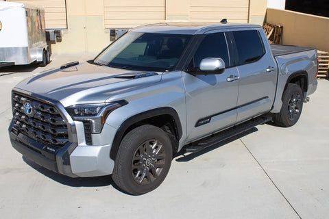 Raptor Series 1904-0142BT - 5 In Tread Step Slide Track Running Boards Black Textured Aluminum 22-24 Toyota Tundra CrewMax Cab