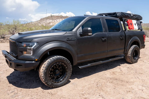 Raptor Series 2004-0133BT - 5 In Oval Style Slide Track Running Boards Black Textured Aluminum 22-24 Toyota Tundra Double Cab