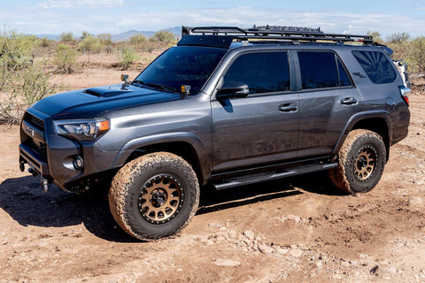 Raptor Series 2004-0144BT - 5 In Oval Style Slide Track Running Boards Black Textured Aluminum 10-23 Toyota 4Runner