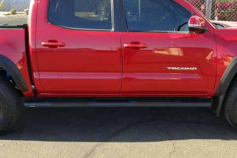 Raptor Series 2004-0378BT - 5 In Oval Style Slide Track Running Boards Black Textured Aluminum 05-23 Toyota Tacoma Double Cab