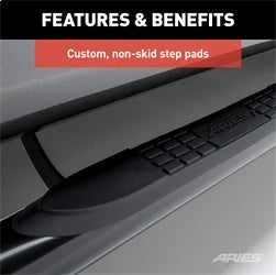 ARIES 202000 - 3 Round Black Steel Side Bars, Select Toyota 4Runner