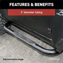 ARIES 202001 - 3 Round Black Steel Side Bars, Select Toyota Tacoma