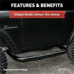 ARIES 202001 - 3 Round Black Steel Side Bars, Select Toyota Tacoma