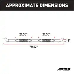 ARIES 202003 - 3 Round Black Steel Side Bars, Select Toyota Tundra