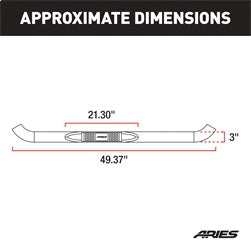 ARIES 203007-2 - 3 Round Polished Stainless Side Bars, Select Ford F-150