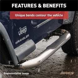ARIES 204040-2 - 3 Round Polished Stainless Side Bars, Select Chevrolet, GMC C, K