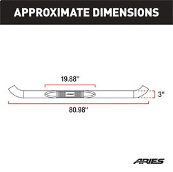 ARIES 204041 - 3 Round Black Steel Side Bars, Select Chevrolet, GMC C, K