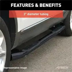 ARIES 204075 - 3-Inch Round Black Steel Nerf Bars, No-Drill Fits Select Hummer H2