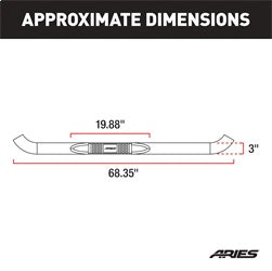ARIES 205000-2 - 3 Round Polished Stainless Side Bars, Select Dodge Dakota