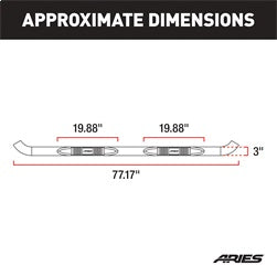 ARIES 205010-2 - 3 Round Polished Stainless Side Bars, Select Dodge, Ram Dakota