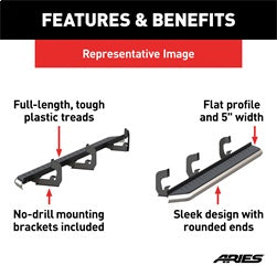ARIES 2051003 - AeroTread 5 x 76 Polished Stainless Running Boards, Select Ford Explorer