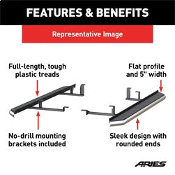 ARIES 2051006 - AeroTread 5 x 67 Polished Stainless Running Boards, Select Honda Pilot