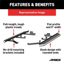 ARIES 2051038 - AeroTread 5 x 73 Polished Stainless Running Boards, Select Nissan Pathfinder