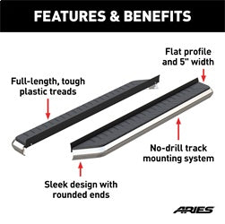 ARIES 2051873 - AeroTread 5 x 73 Polished Stainless Running Boards (No Brackets)