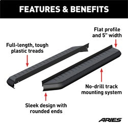 ARIES 2051967 - AeroTread 5 x 67 Black Stainless Running Boards (No Brackets)