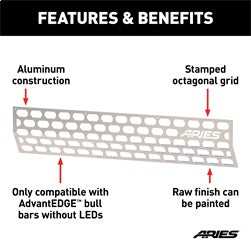 ARIES 2055192 - AdvantEDGE Paintable Cover Plate for Bull Bars without LEDs