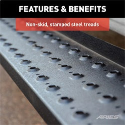 ARIES 2055513 - RidgeStep 6-1/2 x 53 Steel Running Boards, Select Dodge, Ram 1500, 2500, 3500