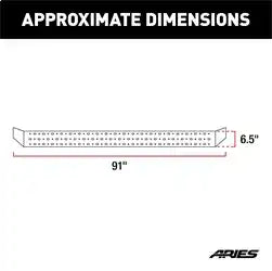 ARIES 2055524 - RidgeStep 6-1/2 x 91 Steel Running Boards, Select Ford F-250, F-350, F-450