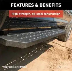ARIES 2055529 - RidgeStep 6-1/2 x 53 Black Steel Running Boards, Select Silverado, Sierra