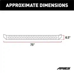 ARIES 2055551 - RidgeStep 6-1/2 x 75 Black Steel Running Boards, Select Silverado, Sierra Crew