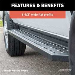 ARIES 2055551 - RidgeStep 6-1/2 x 75 Black Steel Running Boards, Select Silverado, Sierra Crew